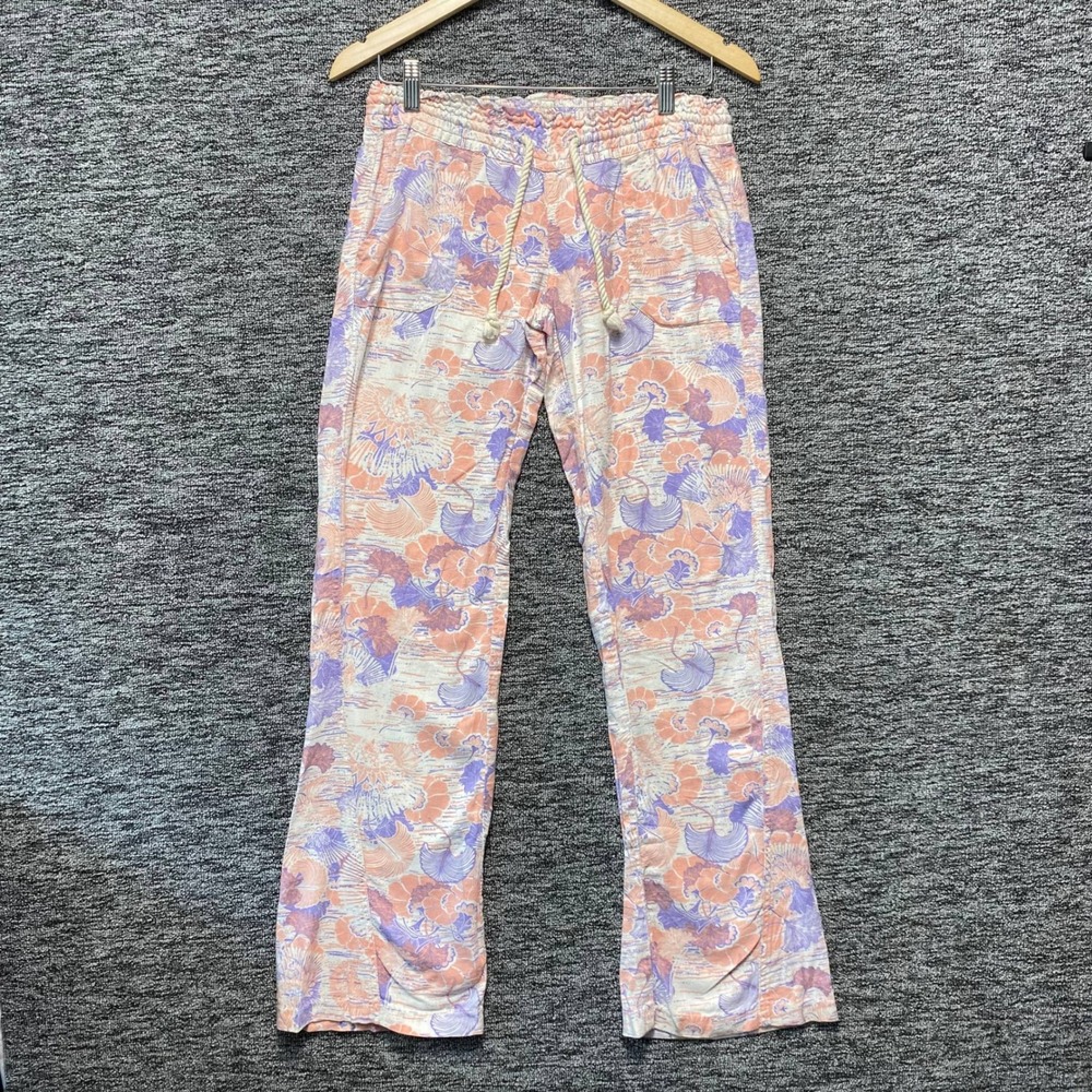 Roxy Womens Floral Pants Size XS Pastel Tropical Beach Coastal Lounge Pants
